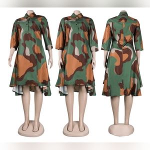 Elegant Womens Graffiti Camouflage Style Knee Length Dress